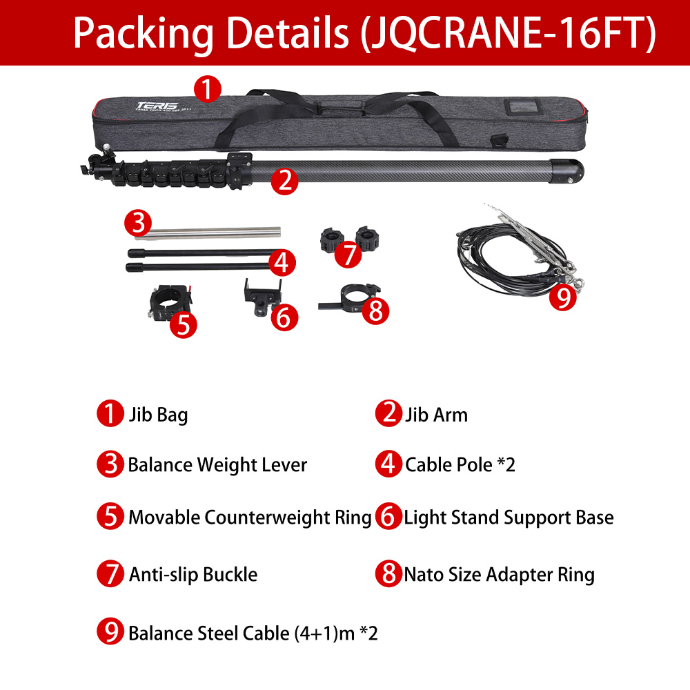 Alternative view of Teris JQCRANE Telescopic Carbon Fiber Mini Jib Arm (5m) JQCRANE-16FT