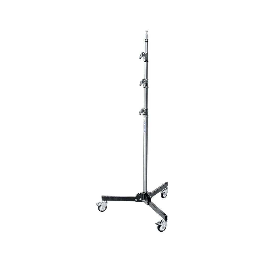 Avenger A5033 Roller 33 Folding Base Stand with Braked Wheels, Chrome/Black, 10.8'