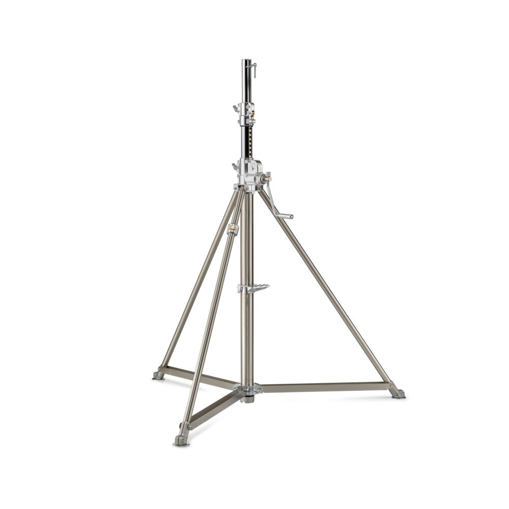 Avenger Super Wind Up 40 Stand with Braked Wheels (Stainless/Chrome-plated, 12.6')