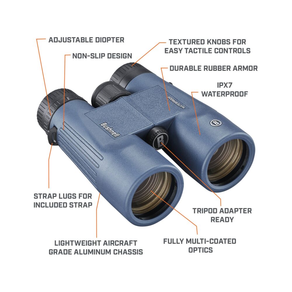 Bushnell H2O 8x42 Roof Prism Binoculars, Dark Blue