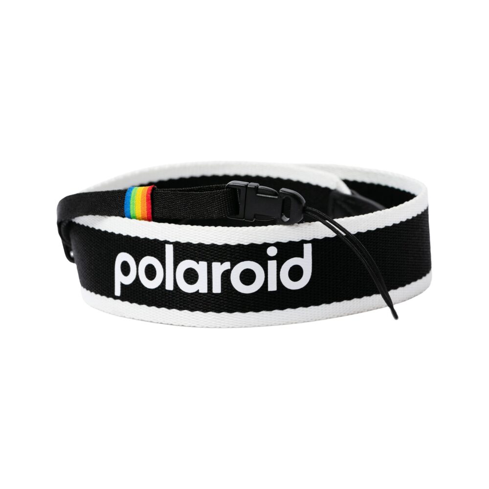 Polaroid Adjustable Size Flat Strap (Black & White)
