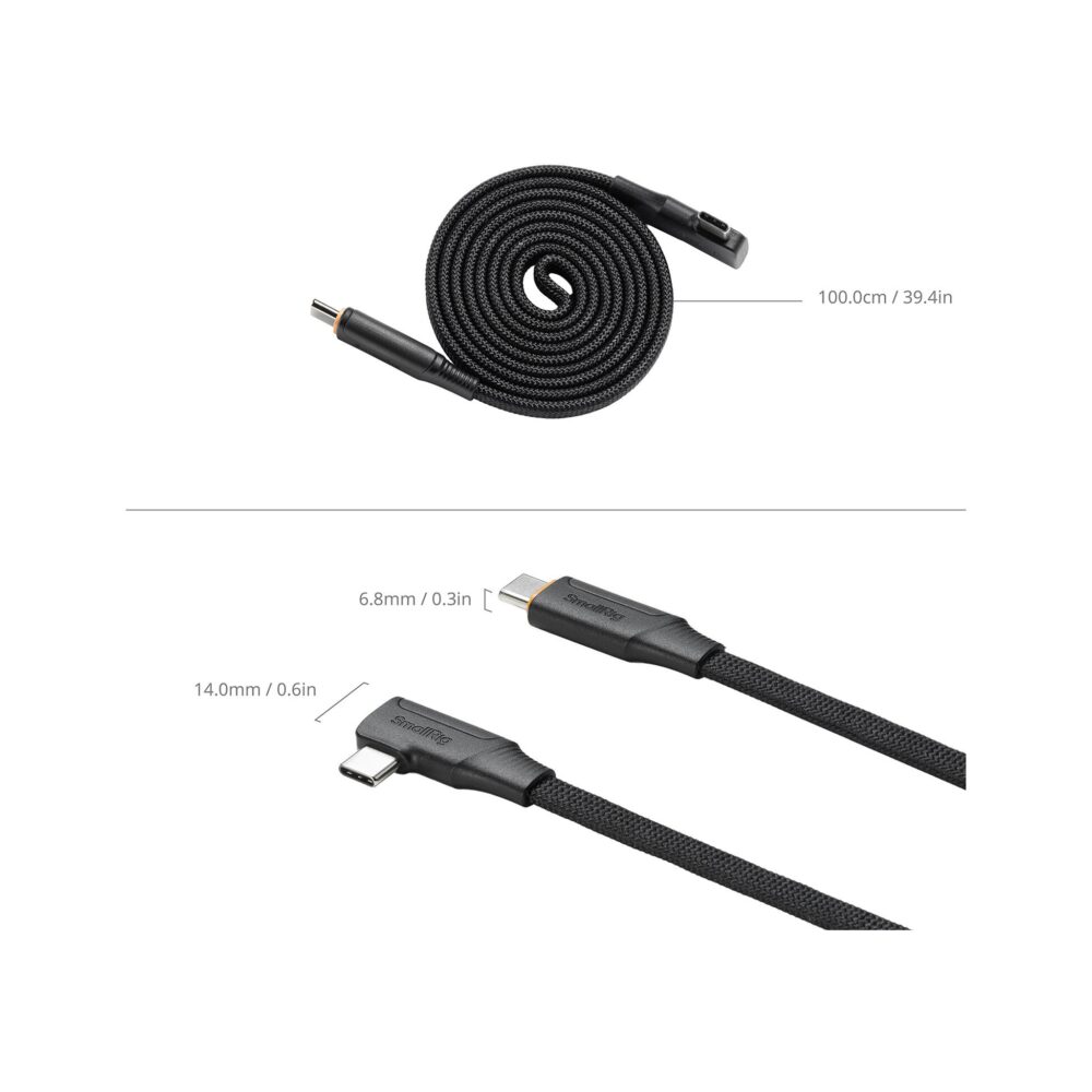 SmallRig 5612 Data Cable for USB-C Adapter – 100W USB-C 2.0 Magnetic Self-Coiling Cable (39.4")