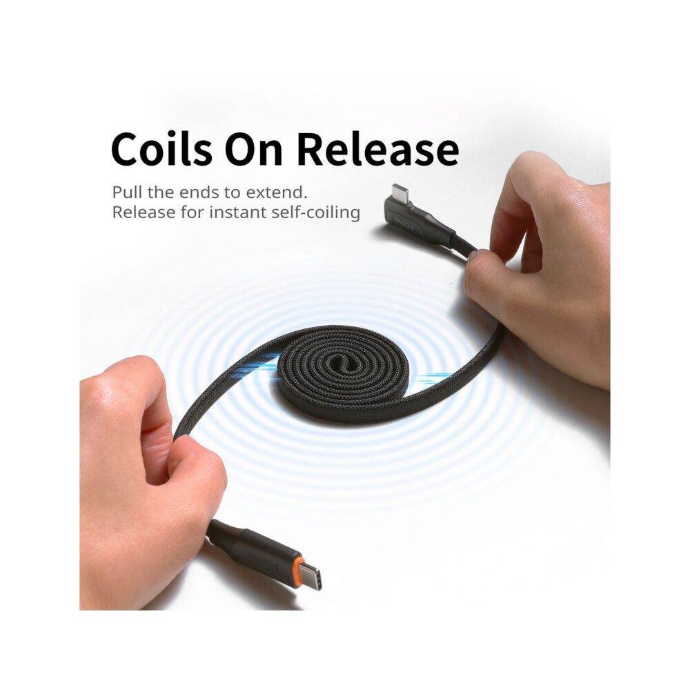 SmallRig 5614 240W USB-C 3.2 Gen 2x2 Magnetic Self-Coiling Cable (13.8")