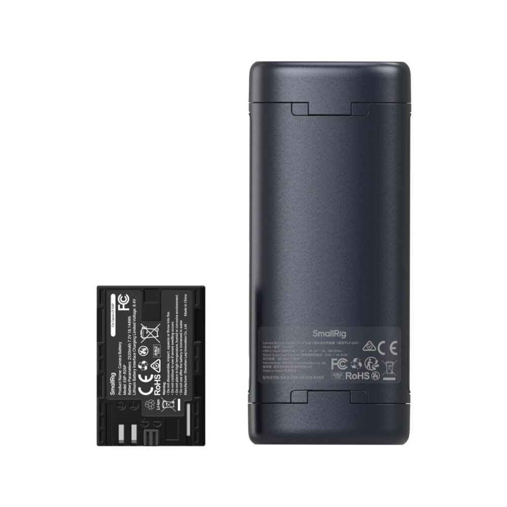 SmallRig 5695 LP-E6P Kit with 2 Batteries and Portable 2-Bay Charger Case