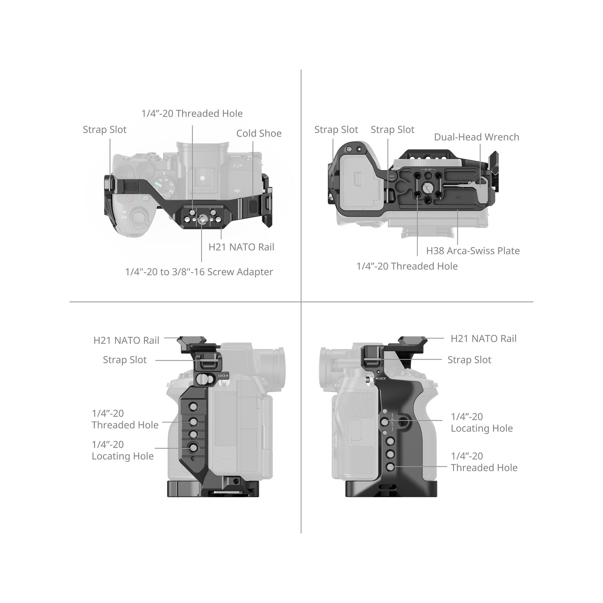 SmallRig 6024 HawkLock Quick Release Cage for Sony Alpha 7 V / 7R V / 7 IV