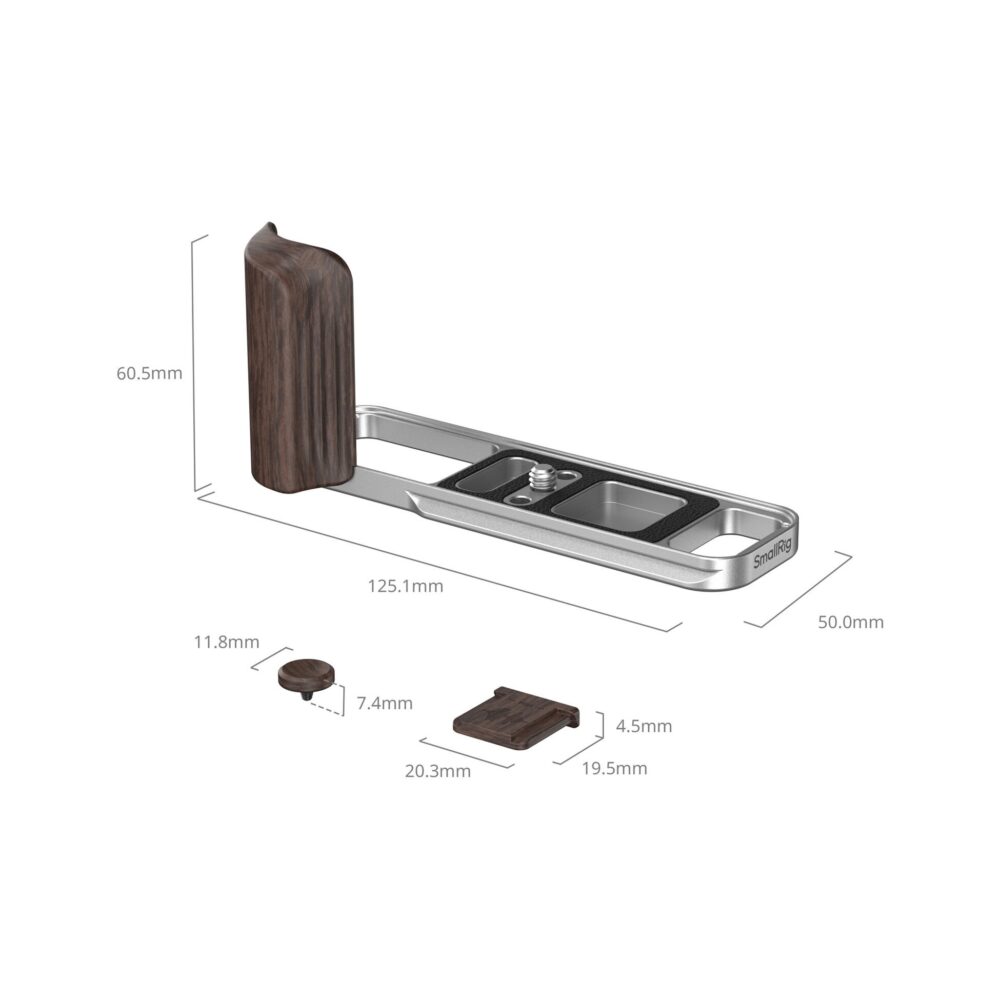 SmallRig 6236 L-Shaped Mount Plate with Wooden Handle for Fujifilm X-E5 (Silver)