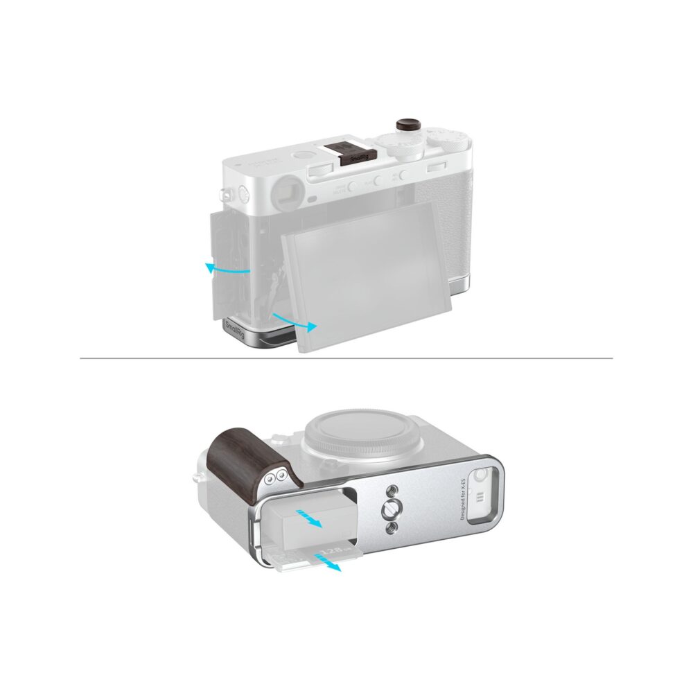 SmallRig 6236 L-Shaped Mount Plate with Wooden Handle for Fujifilm X-E5 (Silver)