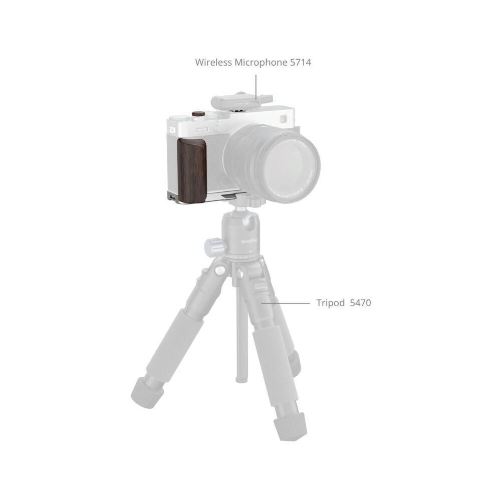 SmallRig 6236 L-Shaped Mount Plate with Wooden Handle for Fujifilm X-E5 (Silver)