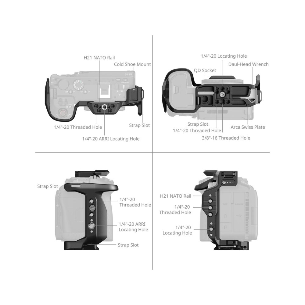 SmallRig 6372 HawkLock Quick Release Camera Cage for Canon EOS R6 V