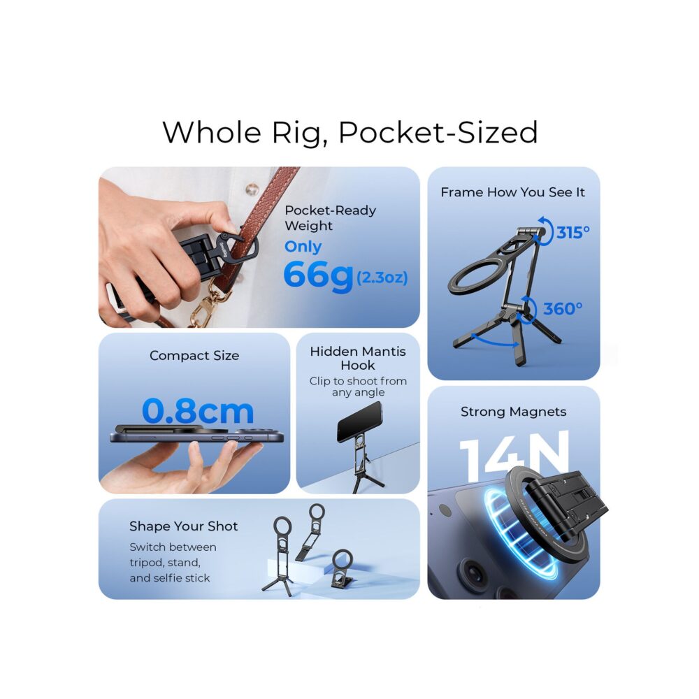 SmallRig 6470 FS-C1 Foldable Phone Support with Carabiner Clip