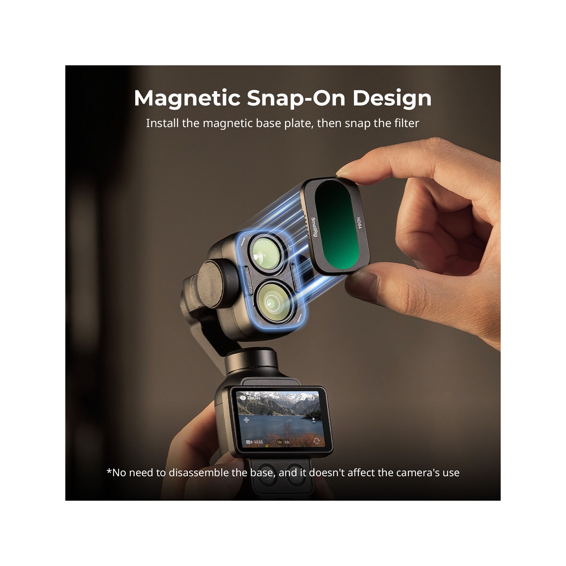 SmallRig 6477 VND, Diffusion & CPL Split Filter Kit for DJI Osmo Pocket 4P (1-5 Stops)