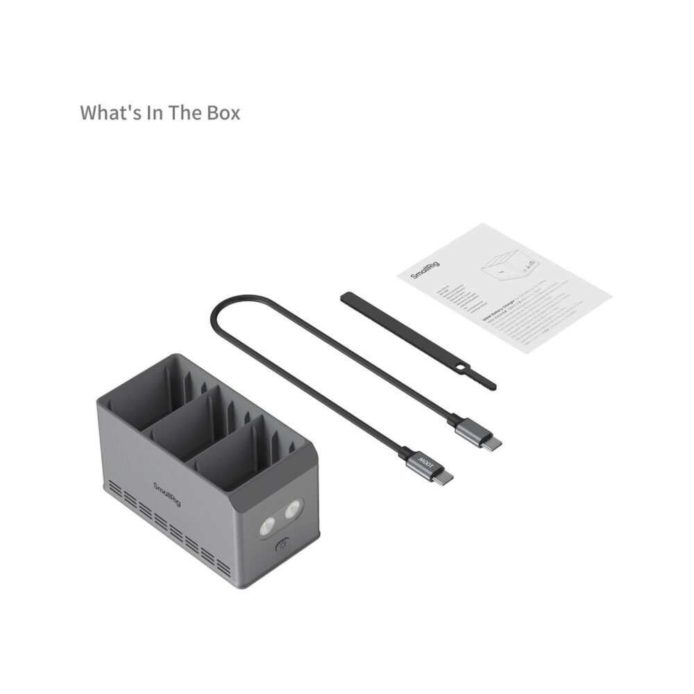 SmallRig 6502 3-Bay 100W Battery Charger for DJI Mini 5/4/3 Pro