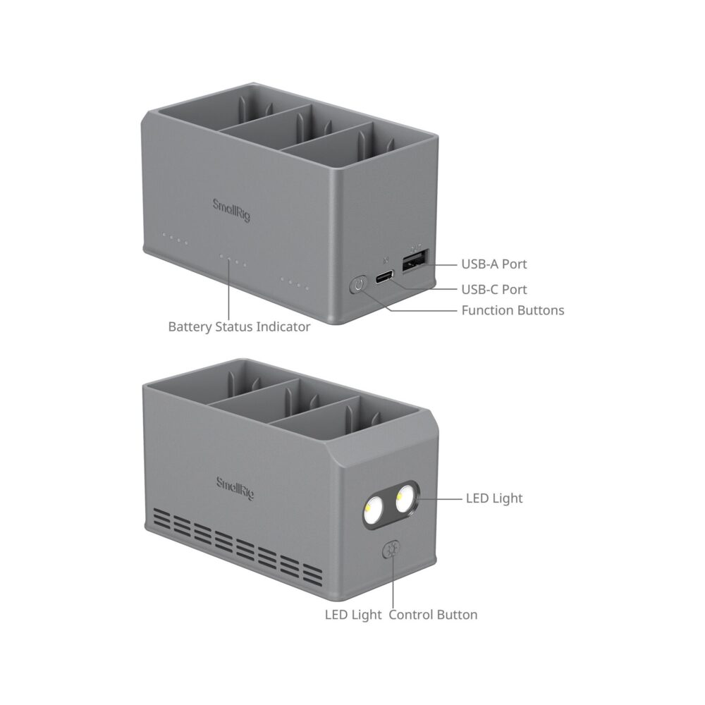 SmallRig 6502 3-Bay 100W Battery Charger for DJI Mini 5/4/3 Pro