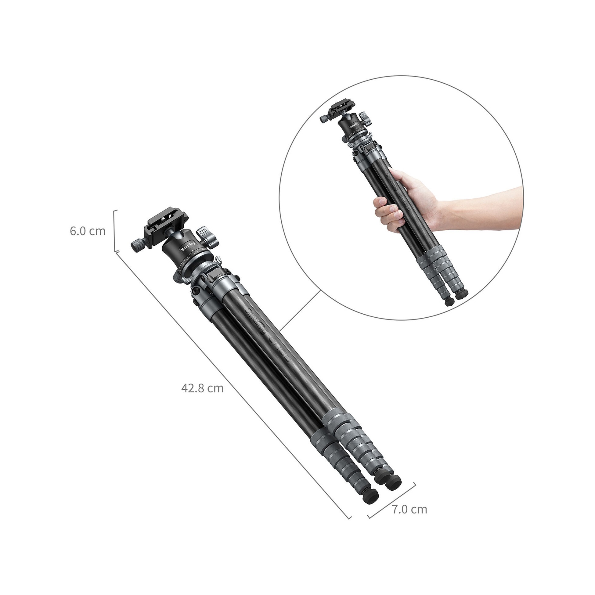 SmallRig 6598 Ultra-Light Travel Photography Carbon Fiber Tripod with Ball Head