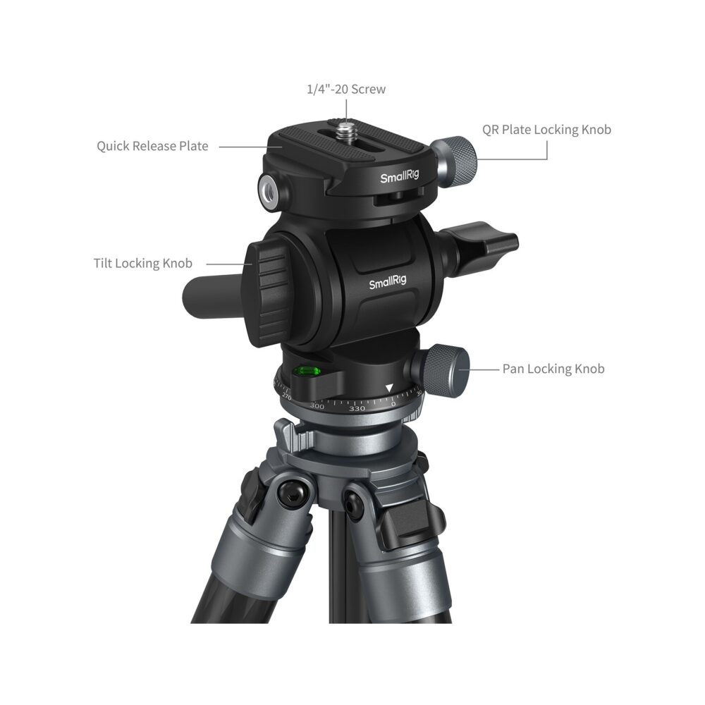 SmallRig 6599 Ultra-Light Travel Video Carbon Fiber Tripod with Fluid Head