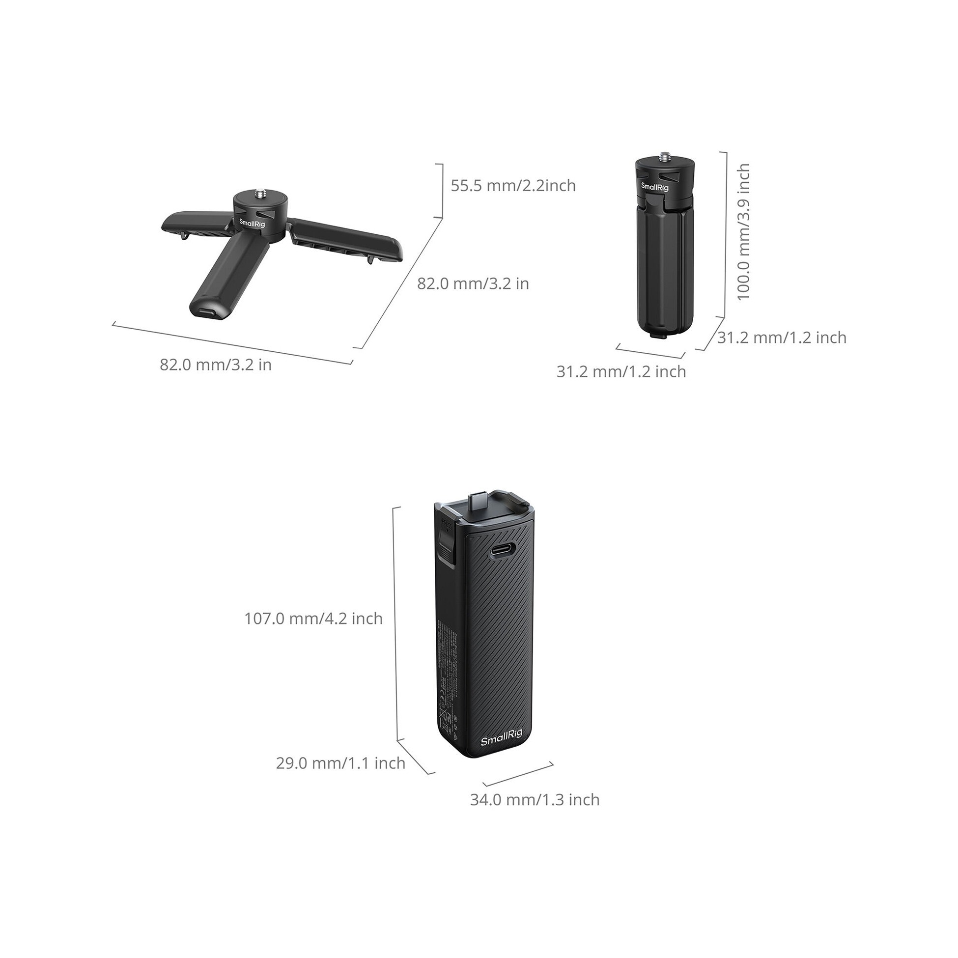 SmallRig 6713 Power Bank Grip with Mini Tripod for DJI Osmo Pocket 3/4 & XTra Muse (5000mAh)