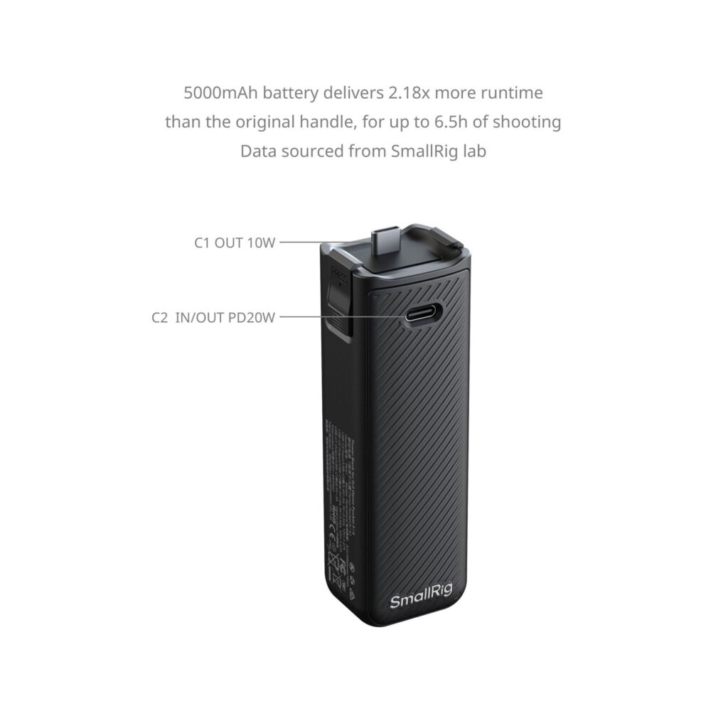 SmallRig 6713 Power Bank Grip with Mini Tripod for DJI Osmo Pocket 3/4 & XTra Muse (5000mAh)