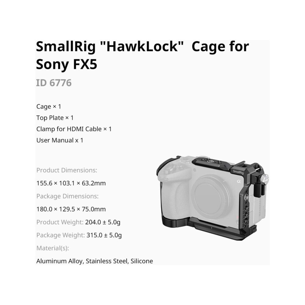 SmallRig 6776 HawkLock Cage for Sony FX5