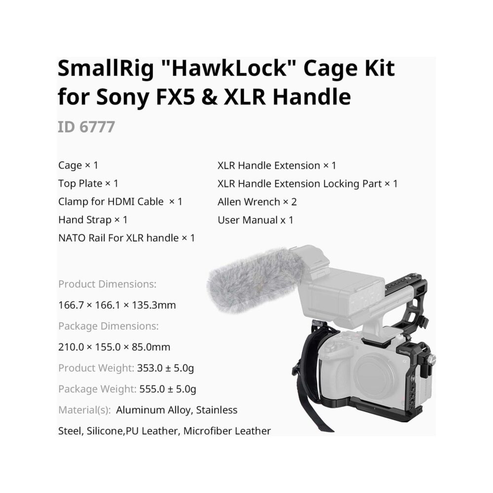 SmallRig 6777 HawkLock Cage Kit with XLR Handle for Sony FX5
