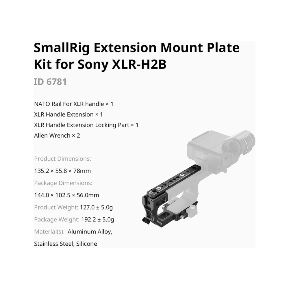 SmallRig 6781 Extension Mount Plate Kit for Sony XLR-H2B