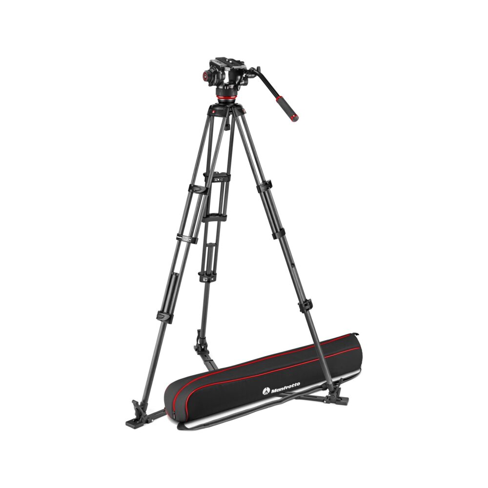 Manfrotto 504X Fluid Video Head & MVTTWINGC Carbon Fiber Tripod with Ground Spreader