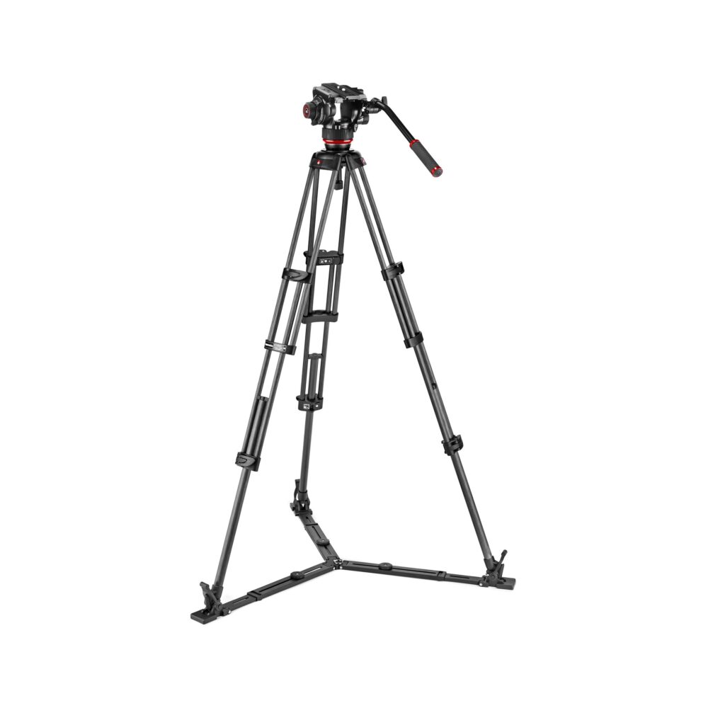 Manfrotto 504X Fluid Video Head & MVTTWINGC Carbon Fiber Tripod with Ground Spreader