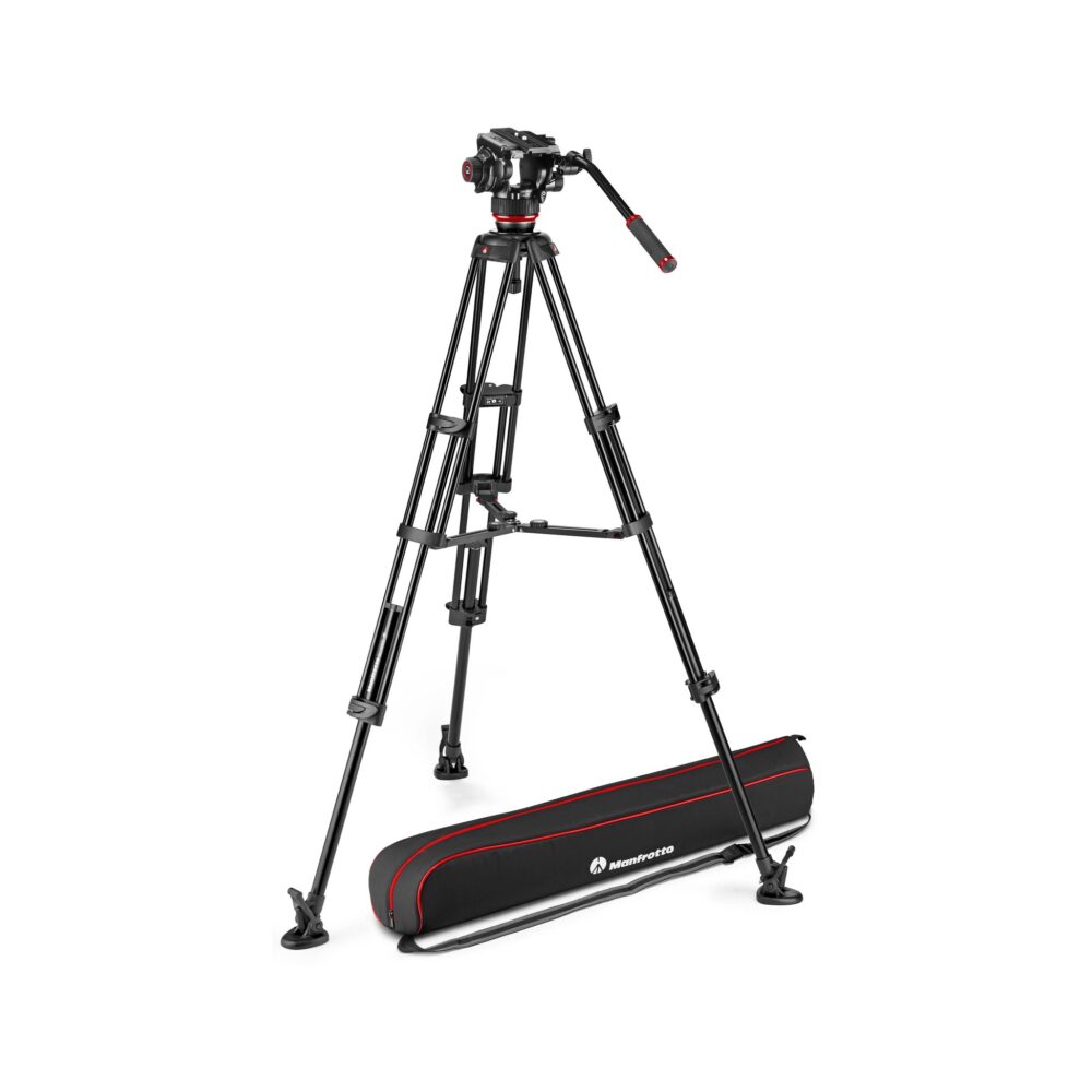 Manfrotto 504X Fluid Video Head & MVTTWINMA Aluminum Tripod with Mid-Level Spreader