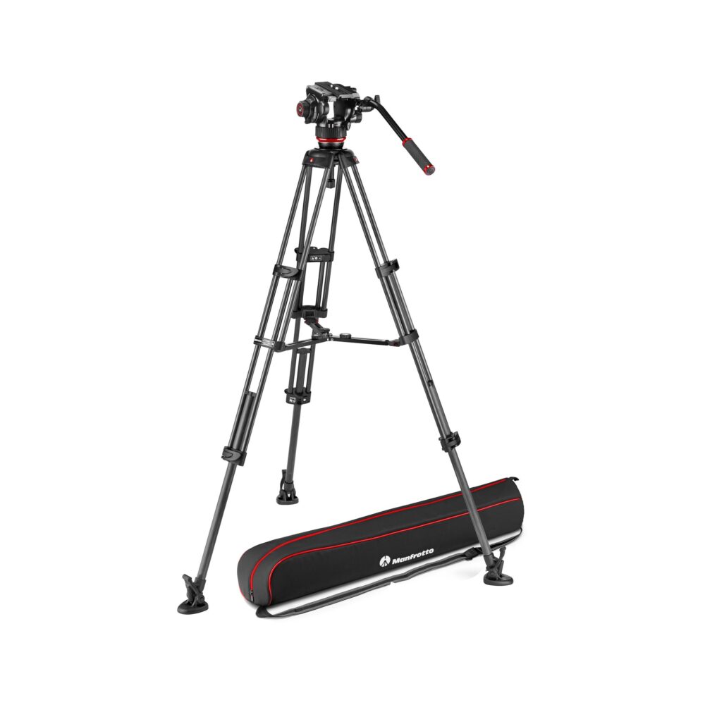 Manfrotto 504X Fluid Video Head & MVTTWINMC Carbon Fiber Tripod System with Mid-Level Spreader