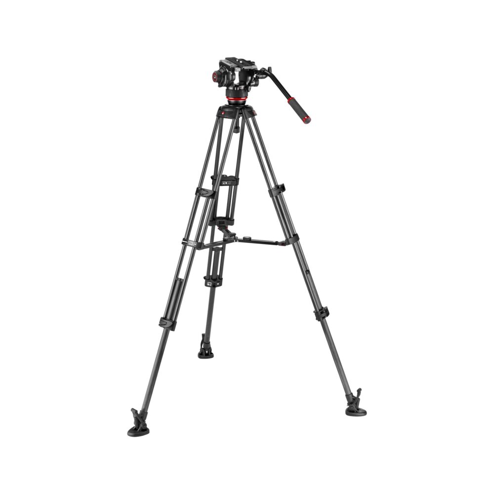 Manfrotto 504X Fluid Video Head & MVTTWINMC Carbon Fiber Tripod System with Mid-Level Spreader