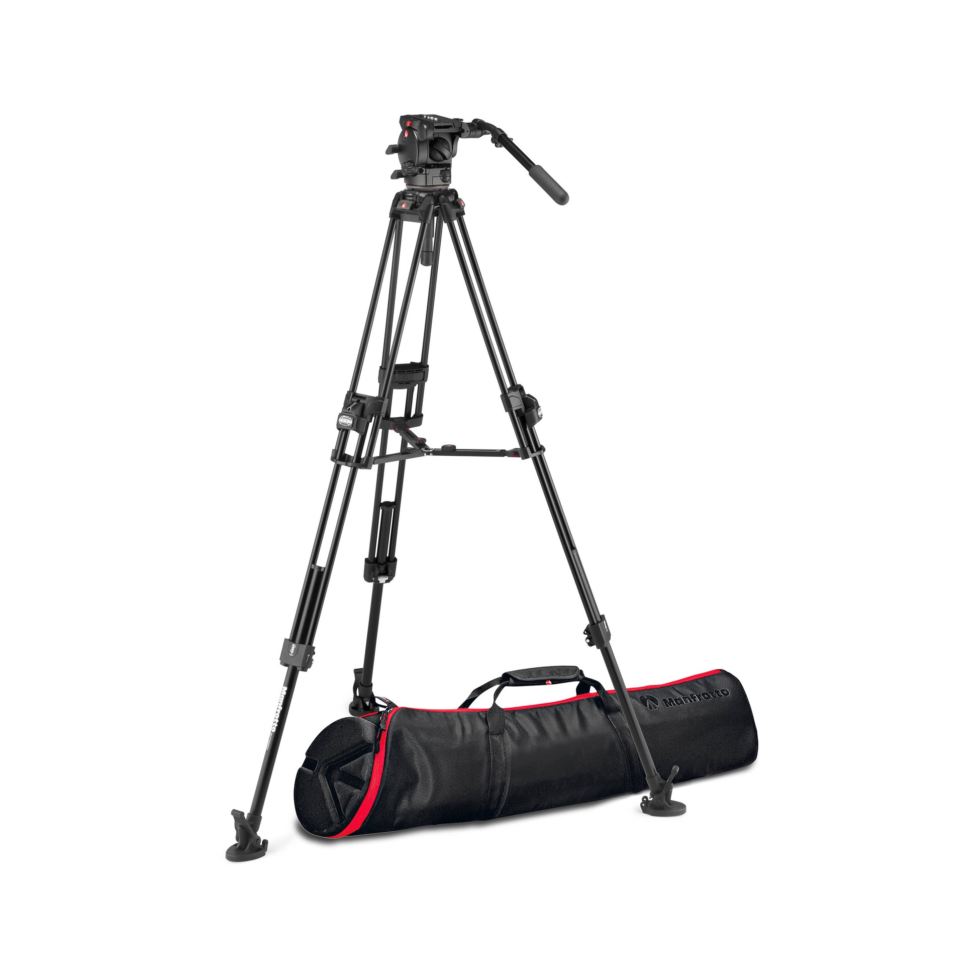 Manfrotto 526-1 Fluid Head with 645 FAST Twin Aluminum Tripod System with 2-in-1 Spreader & Bag