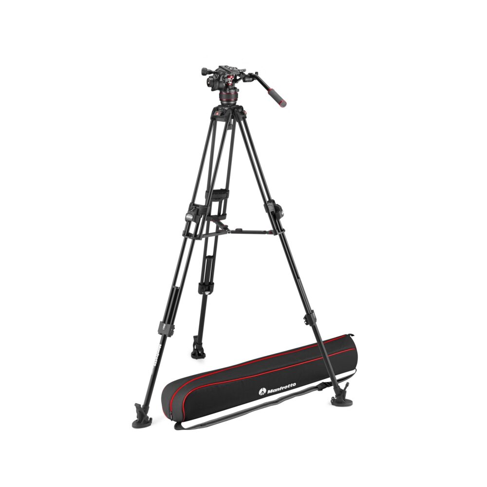 Manfrotto 608 Nitrotech Fluid Head with 645 FAST Twin Aluminum Tripod System and Bag