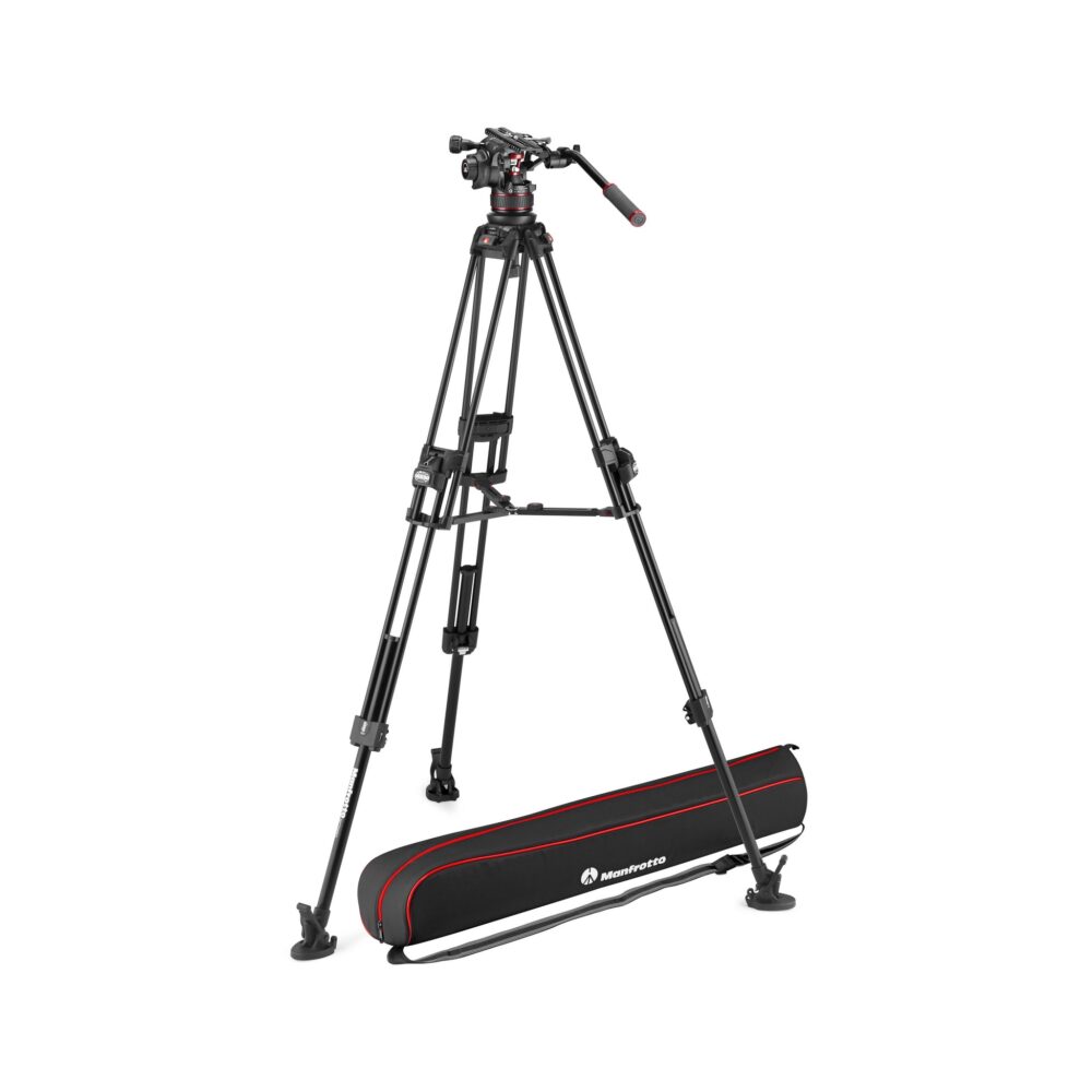 Manfrotto 612 Nitrotech Fluid Head with 645 FAST Twin Aluminum Tripod System and Bag