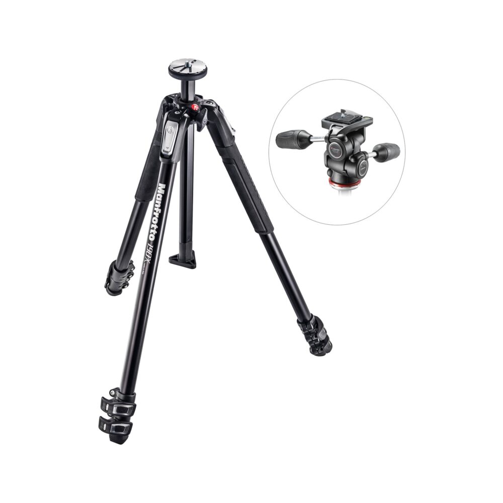 Manfrotto MK190X3-3W1 Aluminum Tripod with 804 MK II 3-Way Pan/Tilt Head