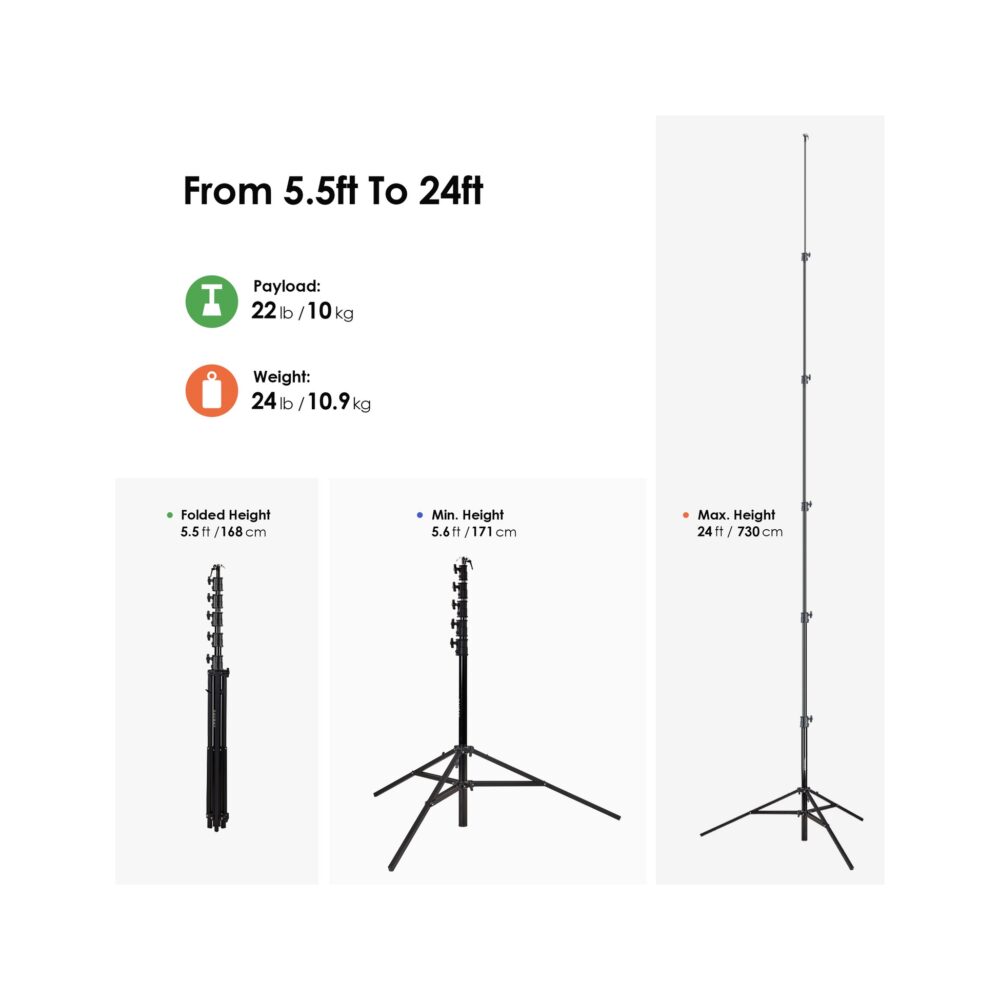 RAUBAY 24' Tall Tripod Light Stand TT730