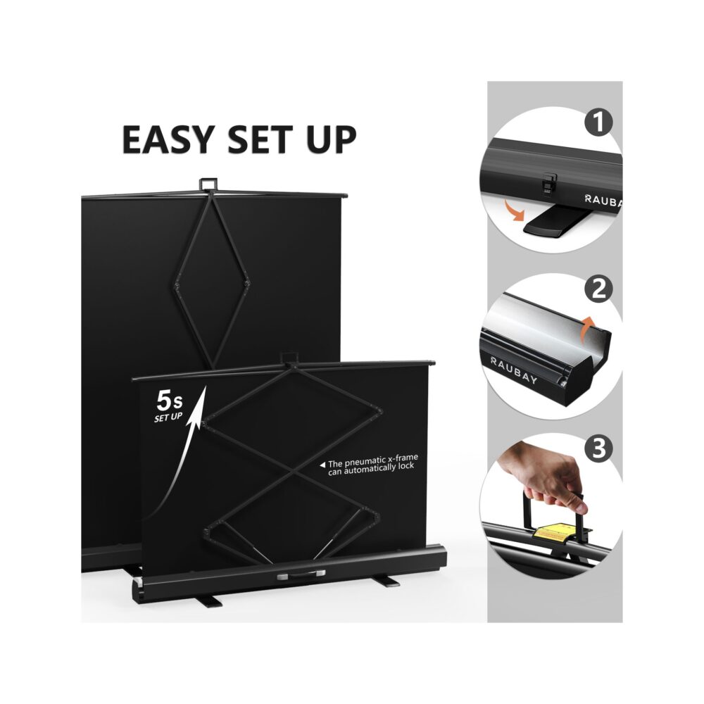 RAUBAY 5′ x 6.9′ Collapsible Black Screen