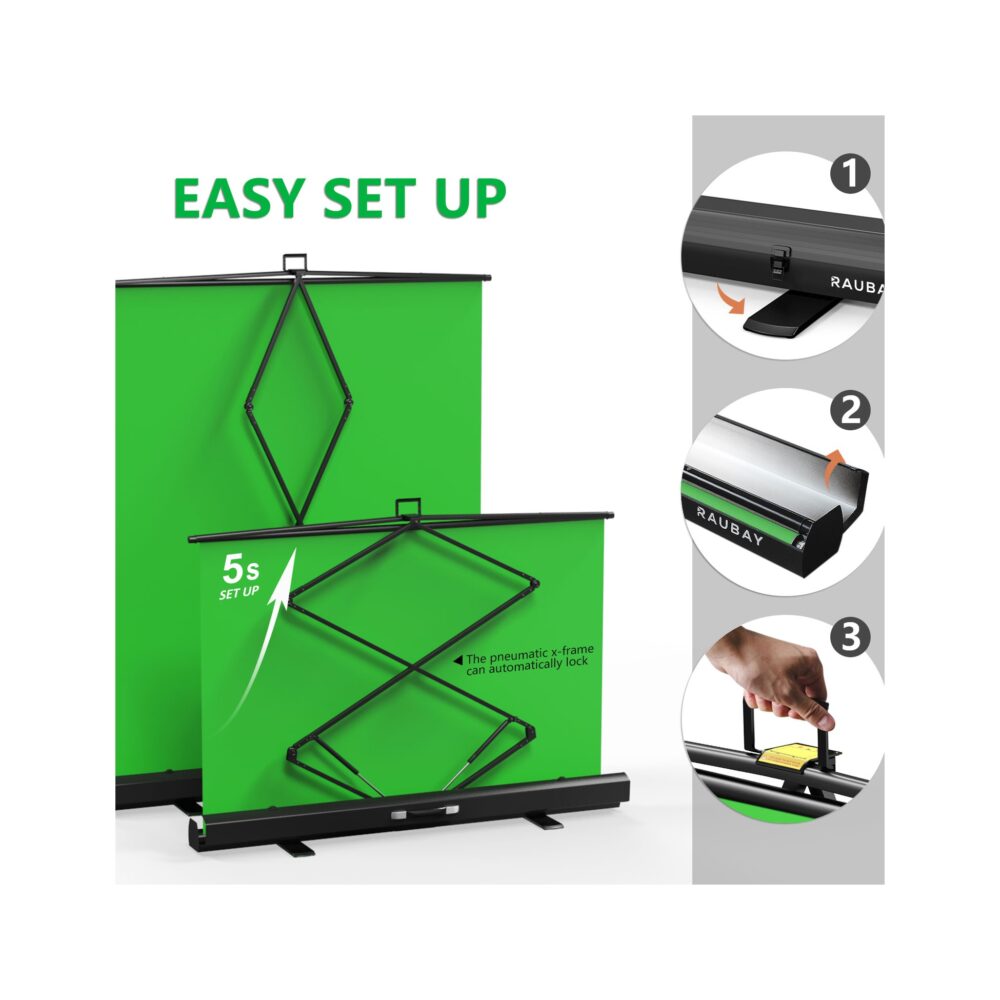 RAUBAY 5′ x 6.9′ Collapsible Green Screen