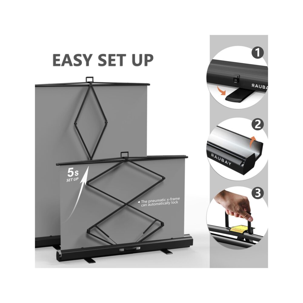 RAUBAY 5′ x 6.9′ Collapsible Grey Screen
