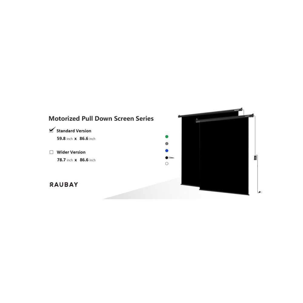 RAUBAY 5′ x 7.2′ Motorized Pull Down Black Screen