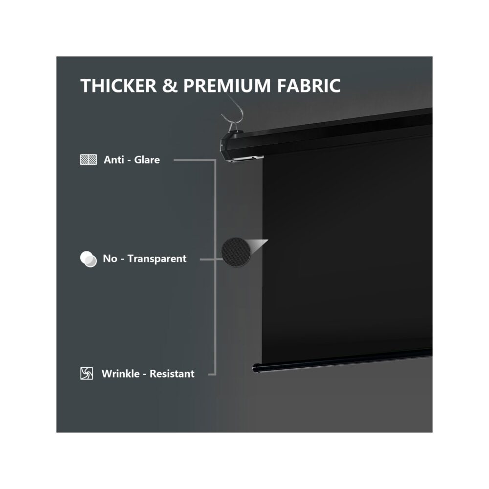 RAUBAY 5′ x 7.2′ Motorized Pull Down Black Screen