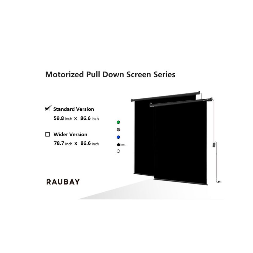 RAUBAY 5′ x 7.2′ Motorized Pull Down Black Screen