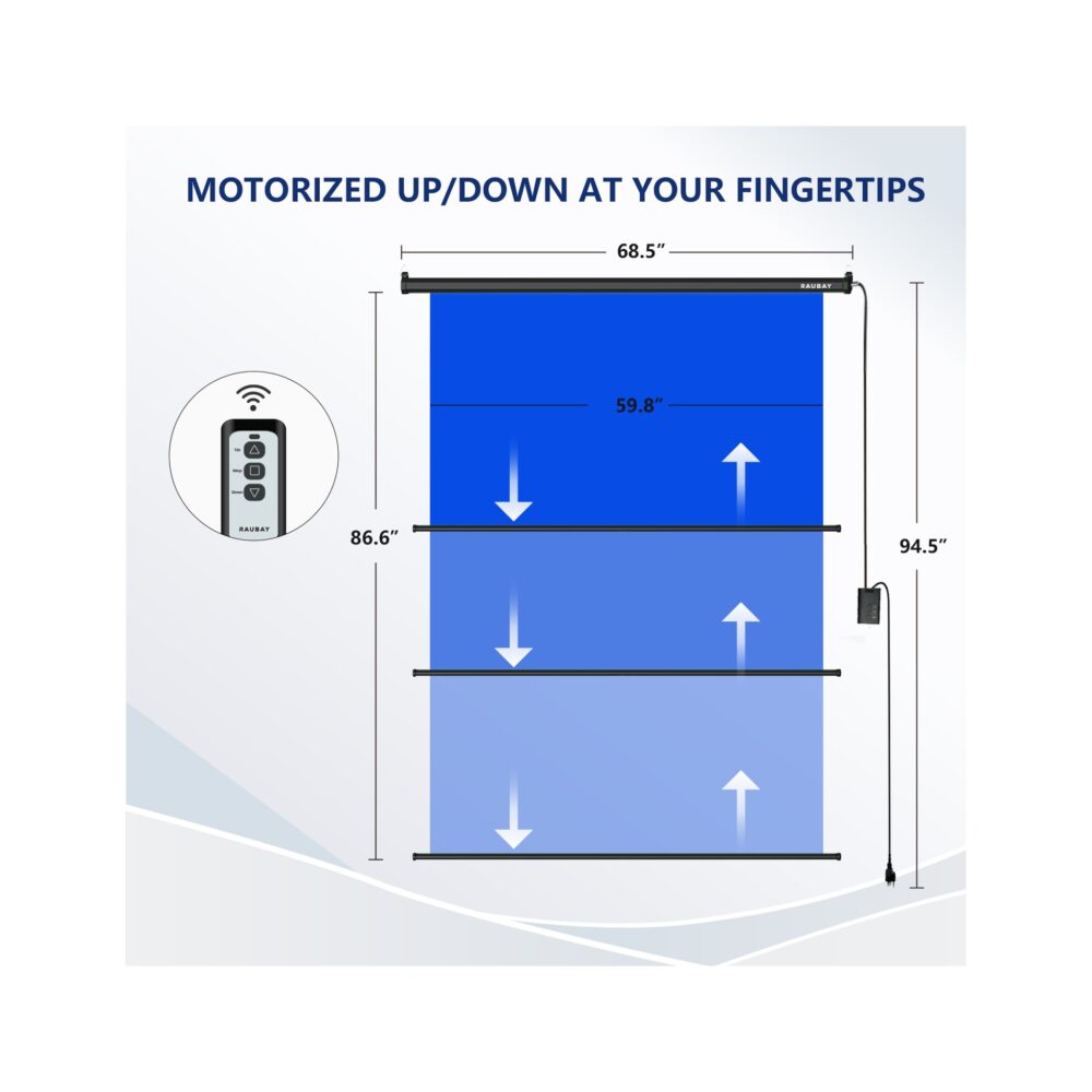 RAUBAY 5′ x 7.2′ Motorized Pull Down Blue Screen