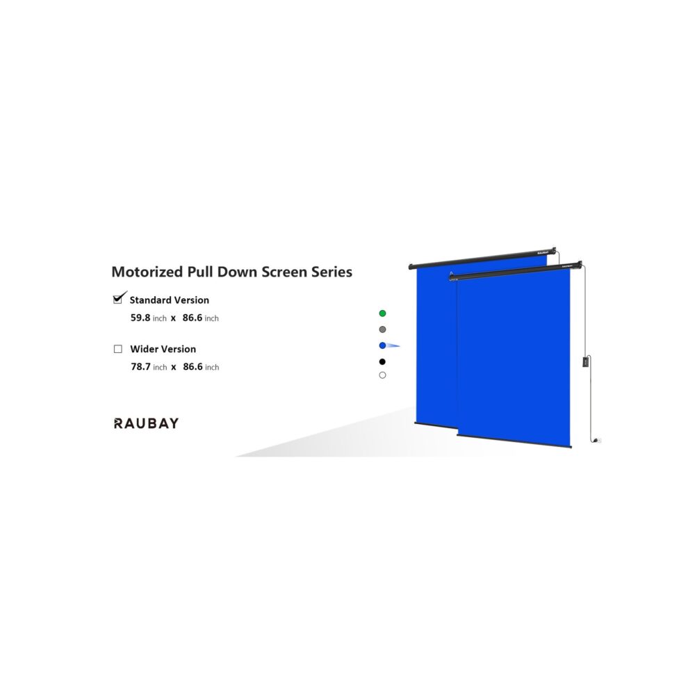 RAUBAY 5′ x 7.2′ Motorized Pull Down Blue Screen