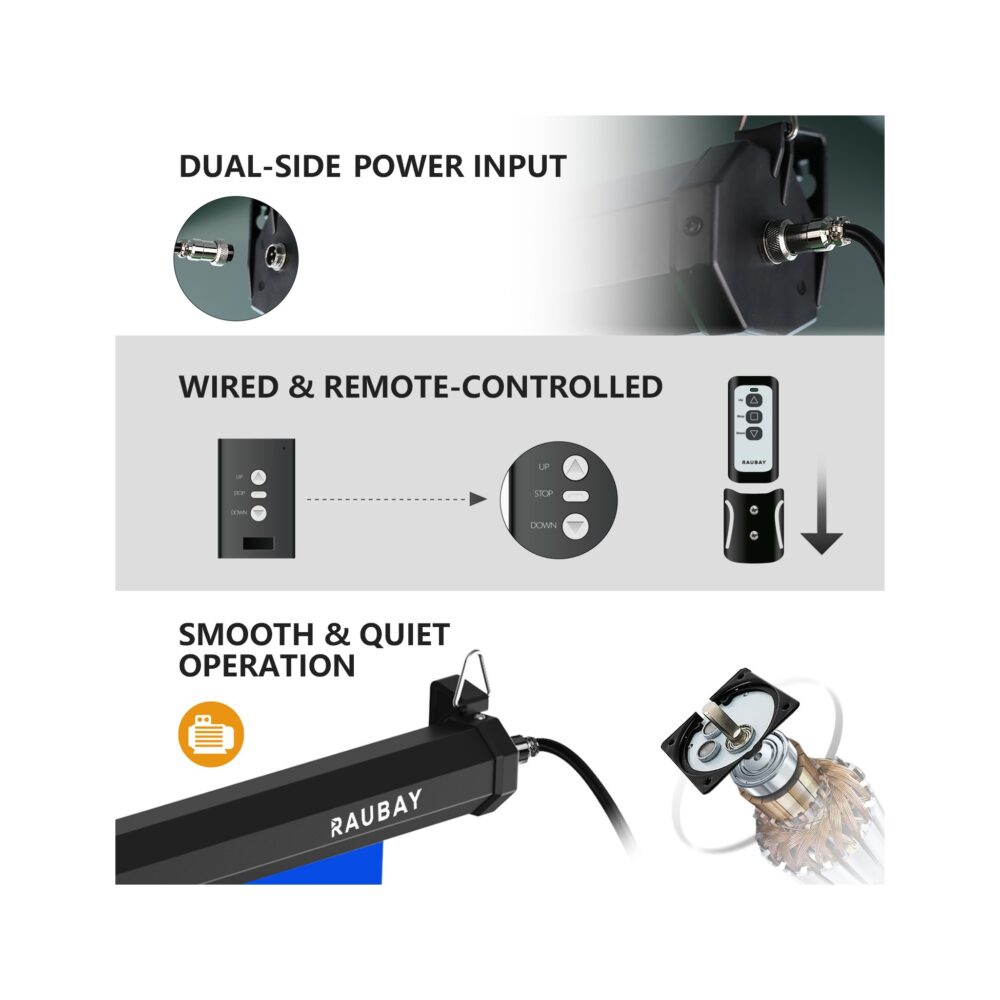 RAUBAY 5′ x 7.2′ Motorized Pull Down Blue Screen