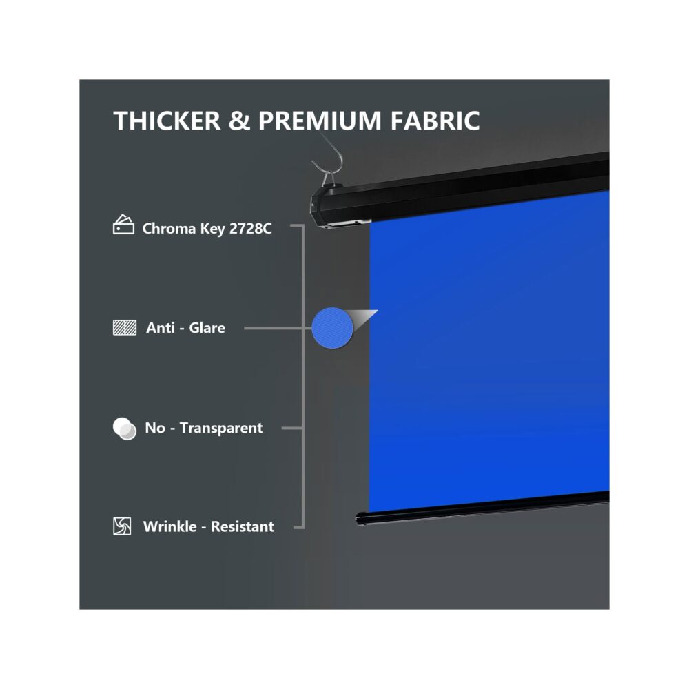 RAUBAY 5′ x 7.2′ Motorized Pull Down Blue Screen