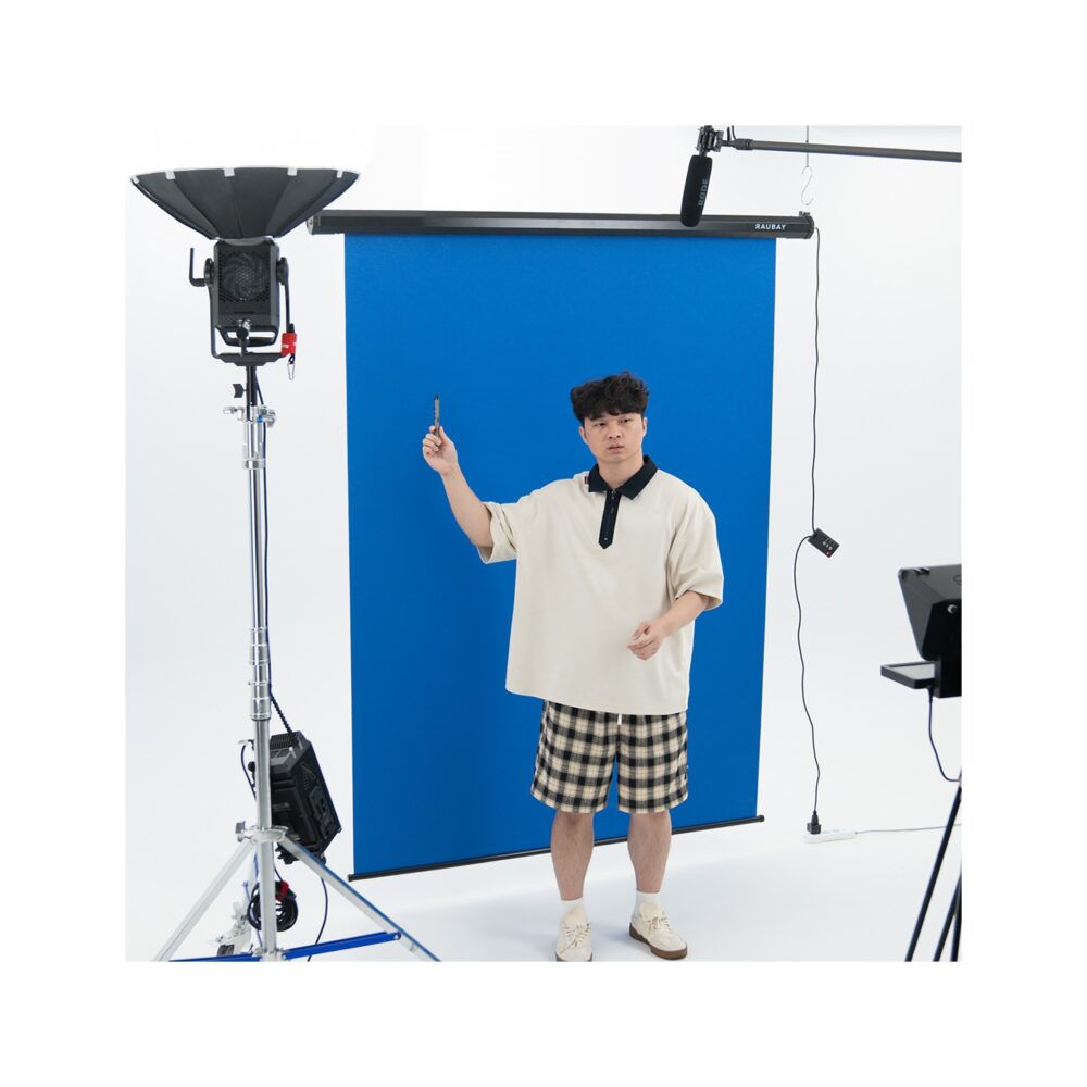 RAUBAY 5′ x 7.2′ Motorized Pull Down Blue Screen