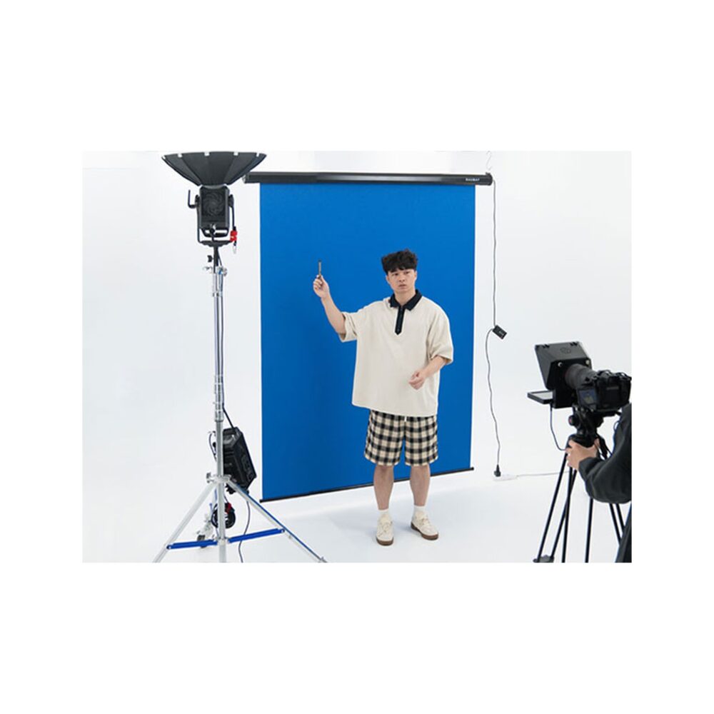 RAUBAY 5′ x 7.2′ Motorized Pull Down Blue Screen