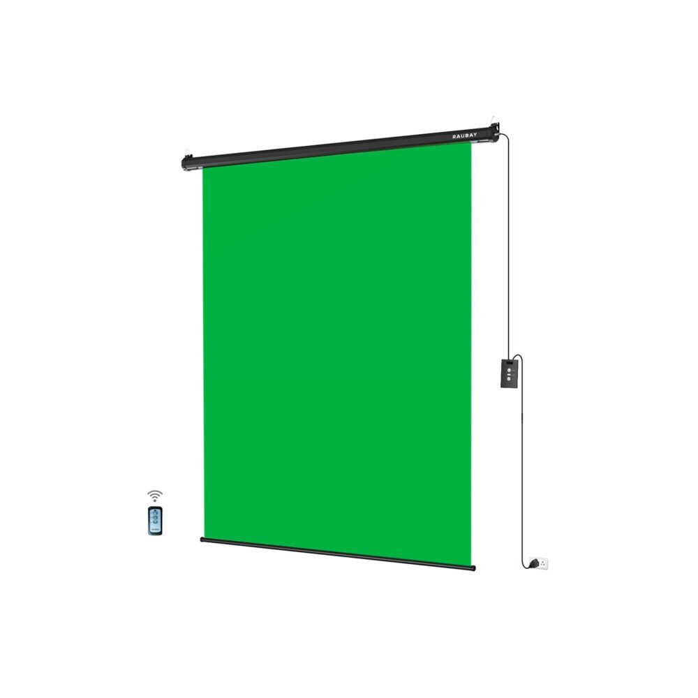 RAUBAY 5′ x 7.2′ Motorized Pull Down Green Screen