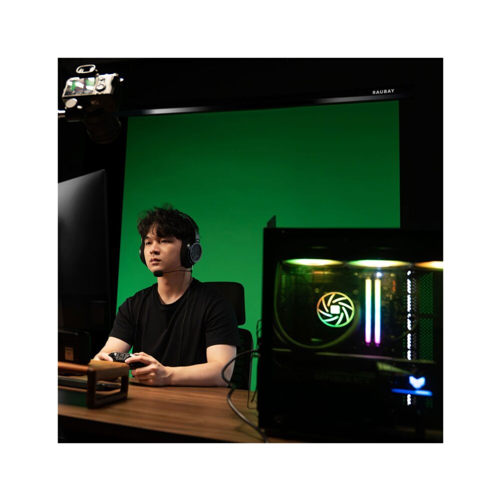 RAUBAY 5′ x 7.2′ Motorized Pull Down Green Screen