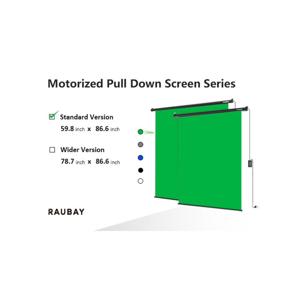 RAUBAY 5′ x 7.2′ Motorized Pull Down Green Screen