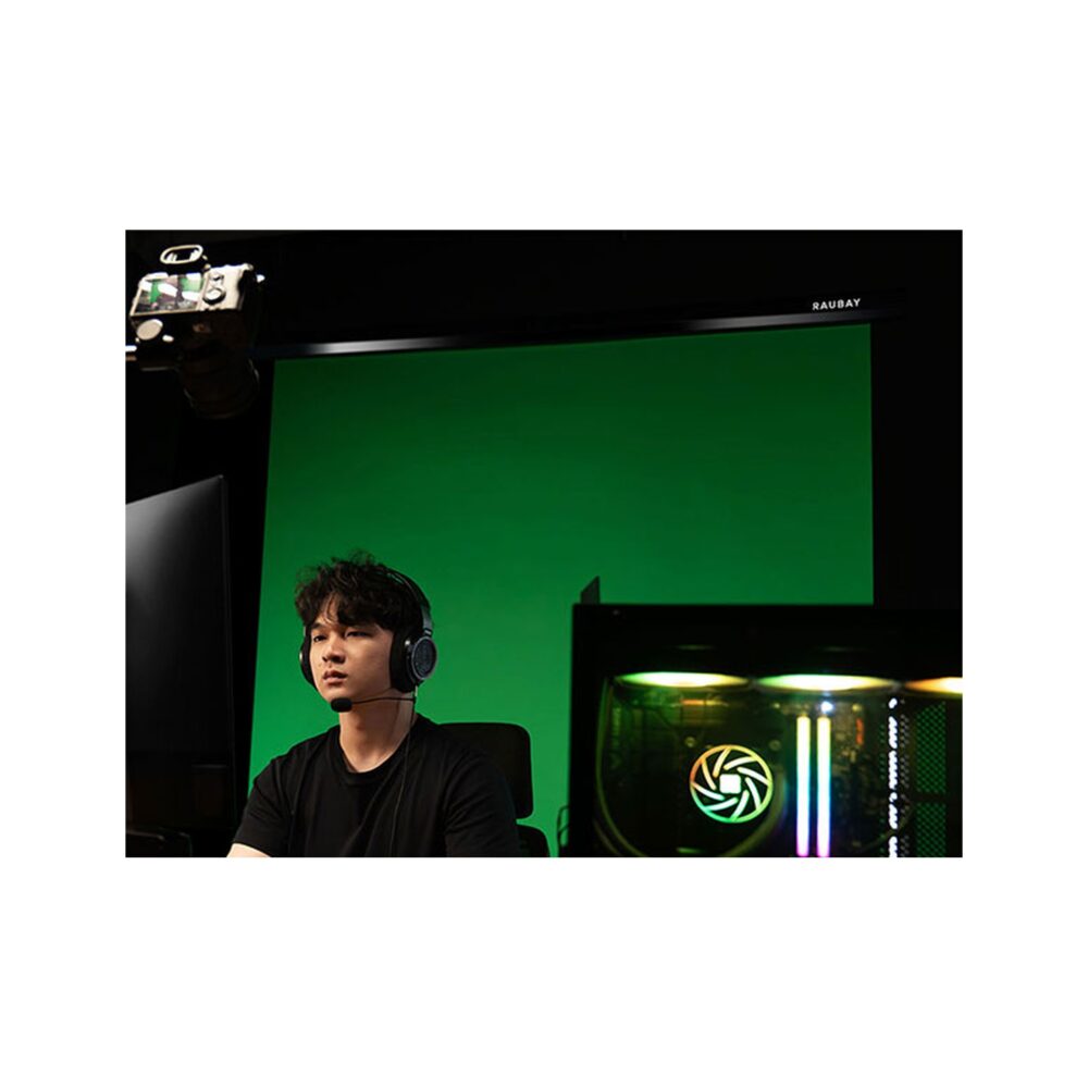 RAUBAY 5′ x 7.2′ Motorized Pull Down Green Screen